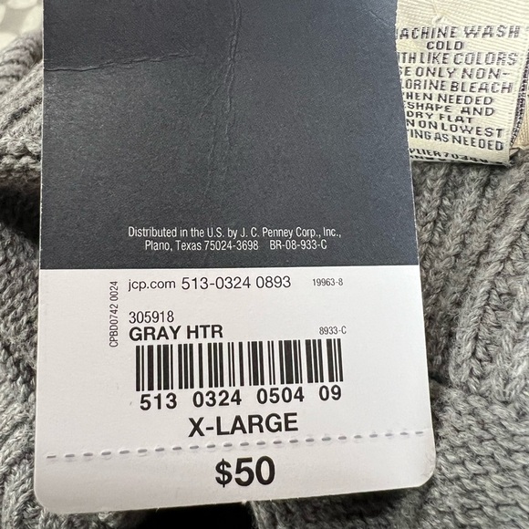 St John’s Bay Fisherman’s Heather Gray Long Sleeve Tight Knit Sweater Size XL - Picture 5 of 5